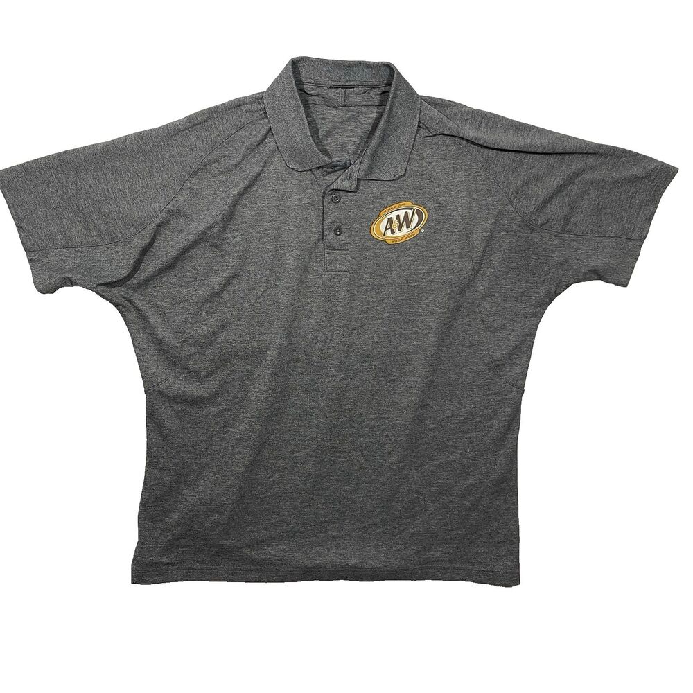 A&W Root Beer Logo Workwear Polo Shirt Employee Issued Adult L Gray